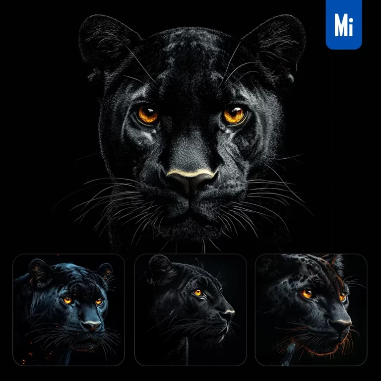 midjourney prompt black panther head face airbrush painting photography