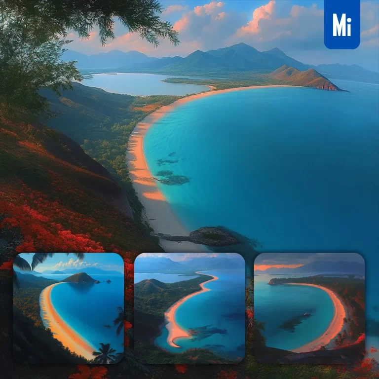 midjourney prompt blue sea ocean bay sandy beach landscape photography