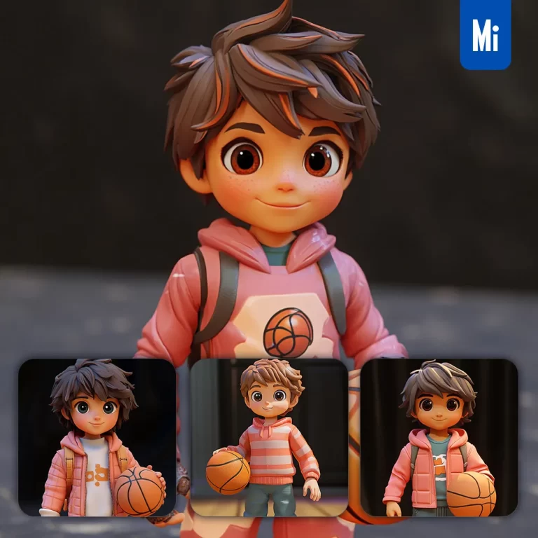 midjourney prompt boy basketball kids pupil children 3D lovely cute plastic cartoon