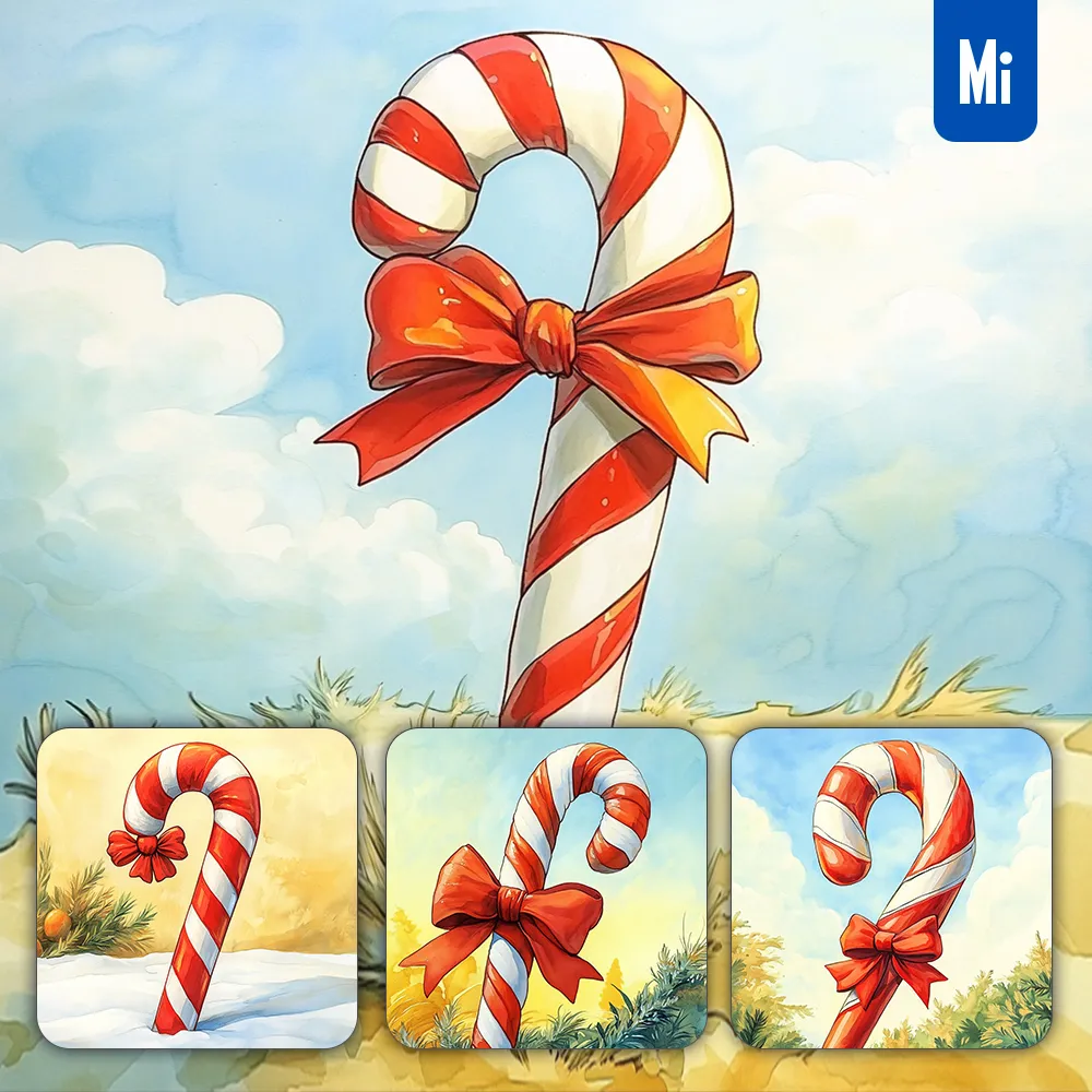 midjourney prompt candy red white drawing Christmas xmas cartoon