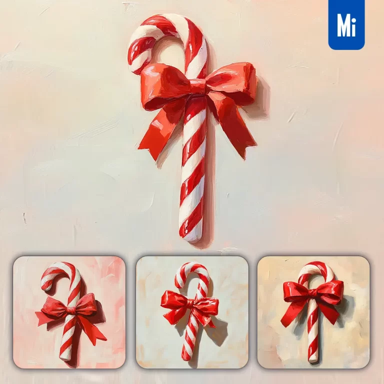midjourney prompt candy red white oil painting christmas