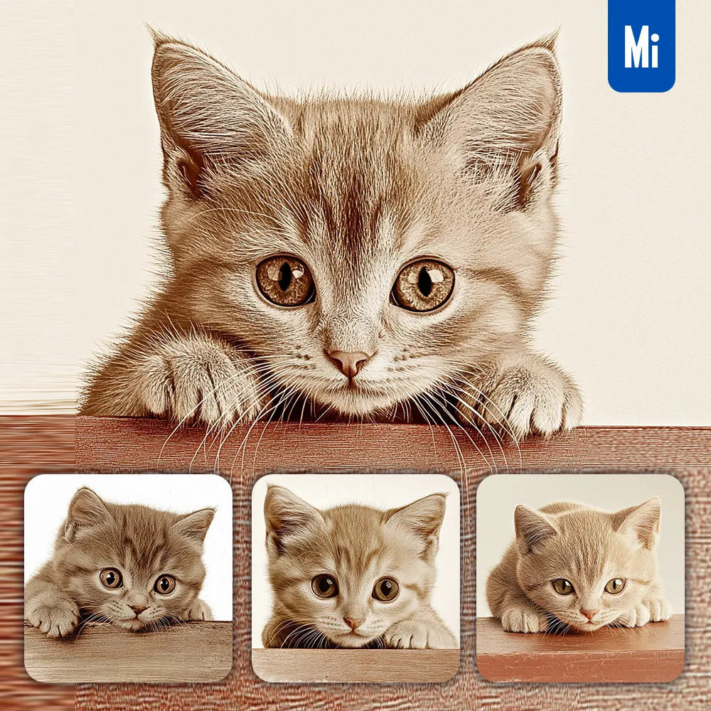 Midjourney Prompt Cat Desk Plush Head Cute Front Photography