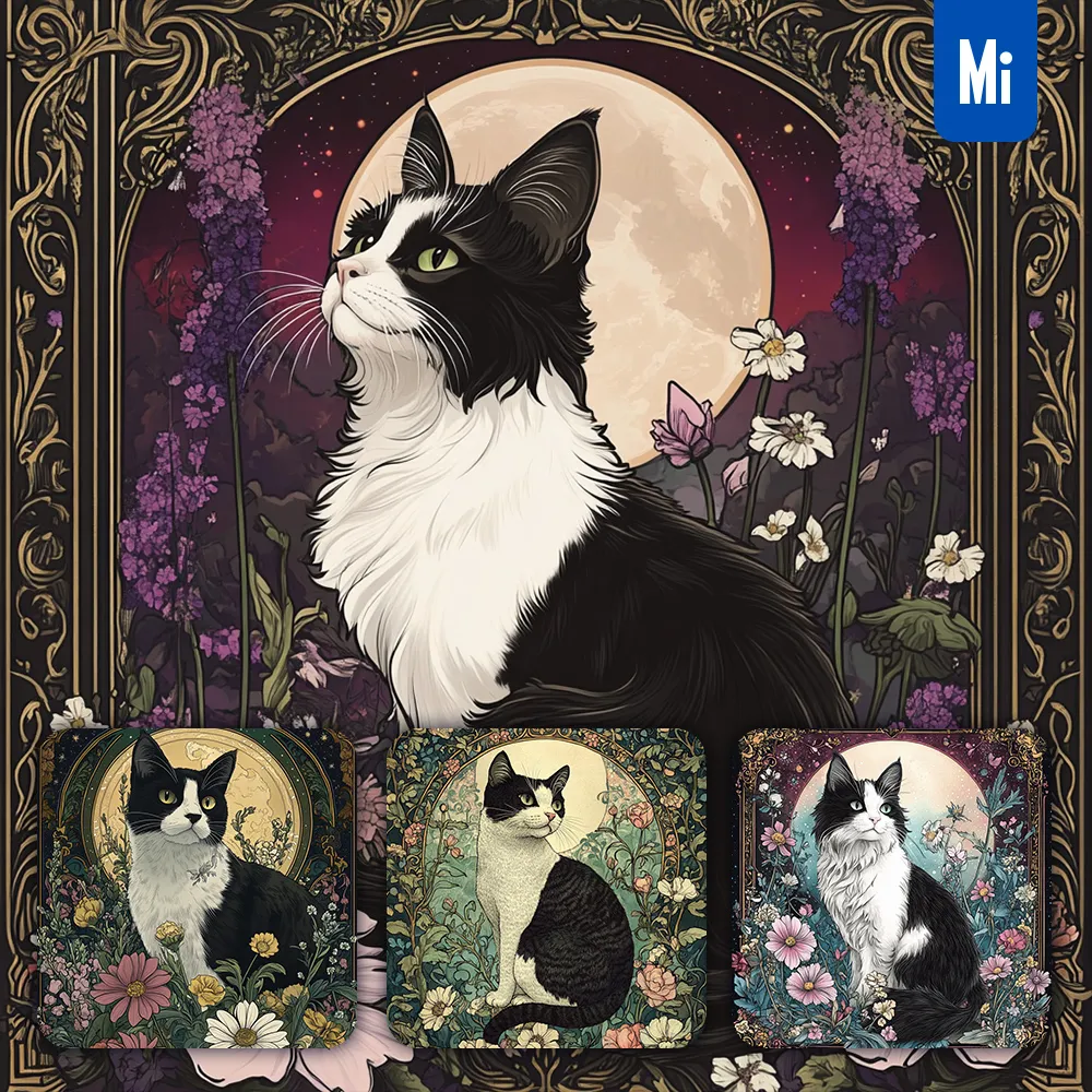 Midjourney Prompt Cat Flower Ornate Art Elegant Illustration