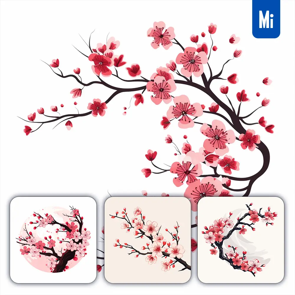 Midjourney Prompt Cherry Blossom Japanese Graphic Vector Illustration