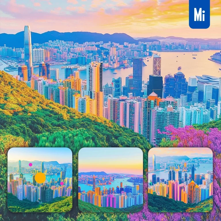 midjourney prompt city skyline harbor building skyscraper hill colorful illustration