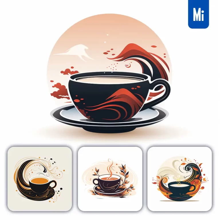 midjourney prompt cup tea Japanese graphic vector illustration