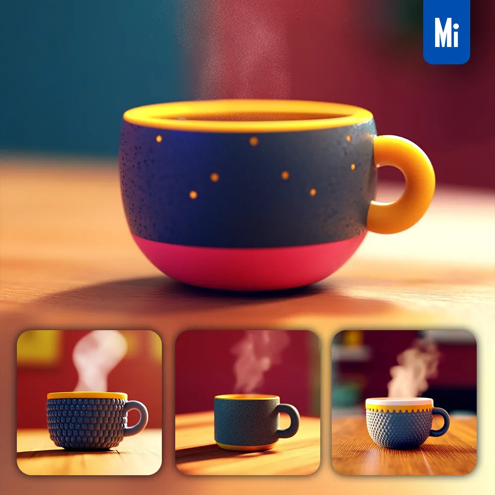midjourney prompt cup teacup 3D wood table lego photography