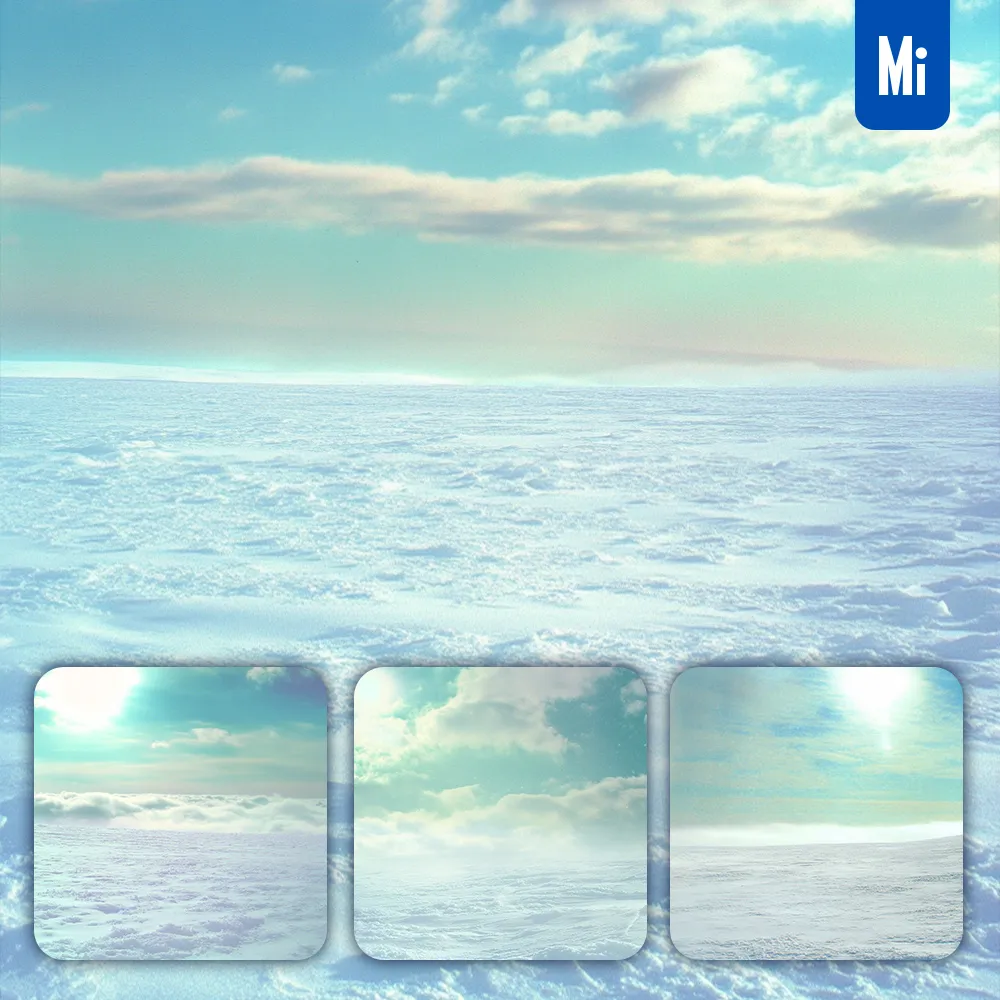 midjourney prompt cyan cloud snow winter South Pole plain landscape photography