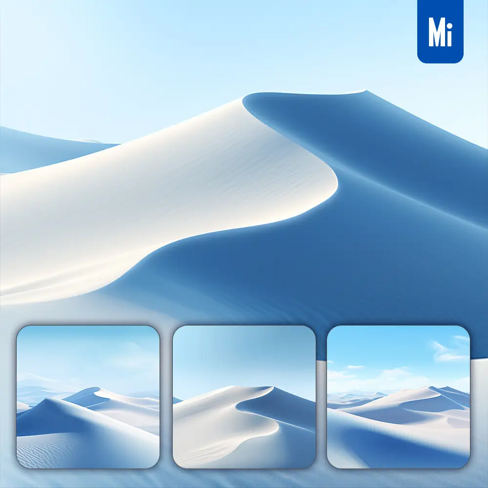 Midjourney Prompt Desert Sand Dune Field Blue White Minimalist Wallpaper