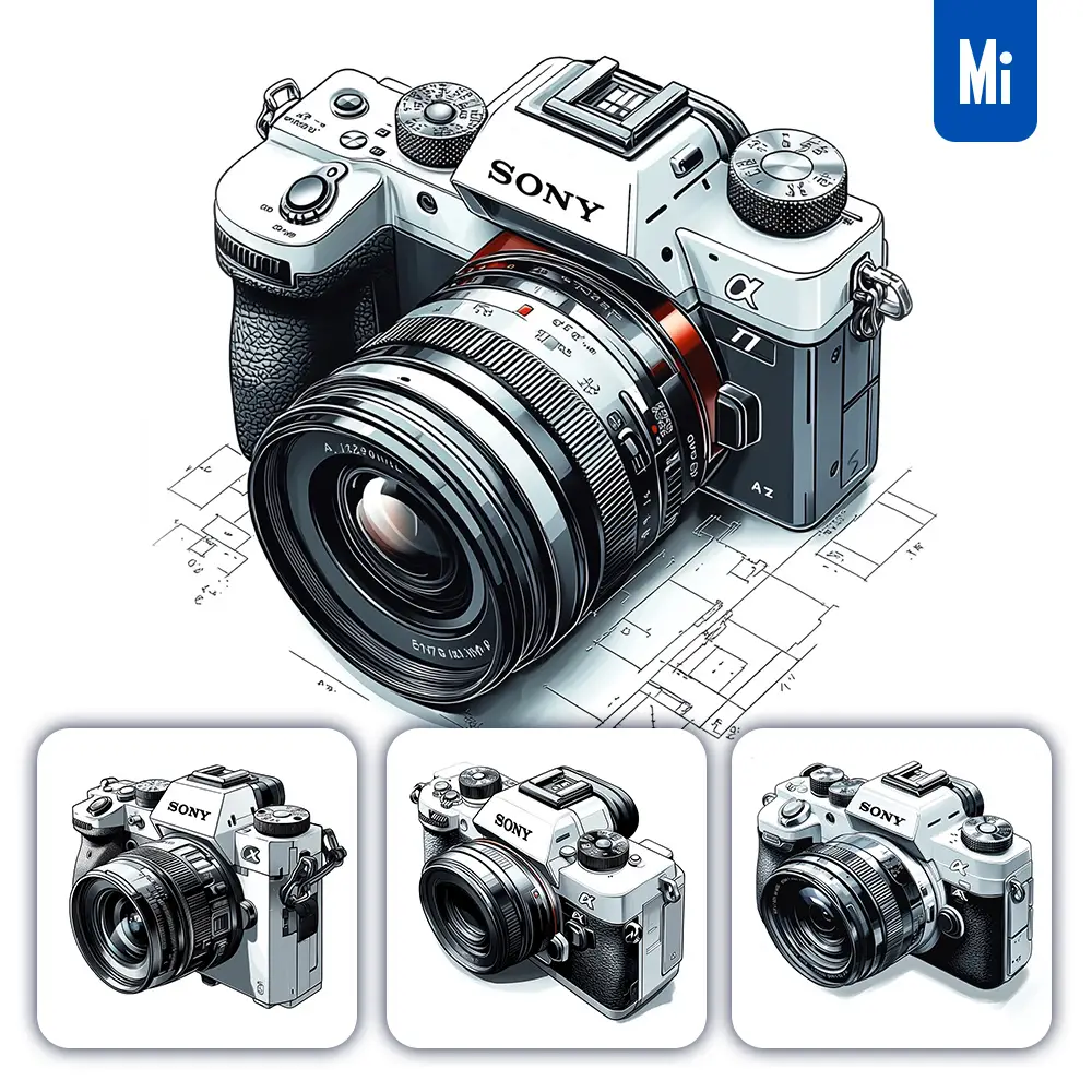 Midjourney Prompt Digital Camera Sony A7 Drawing Model Illustration
