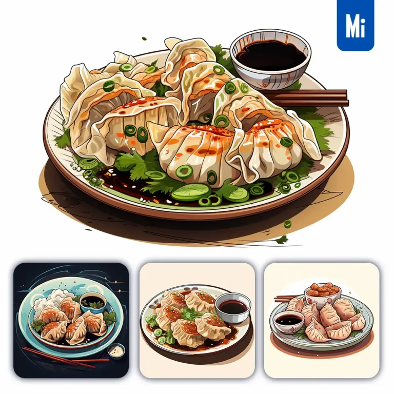 midjourney prompt dumpling plate Japanese graphic vector illustration