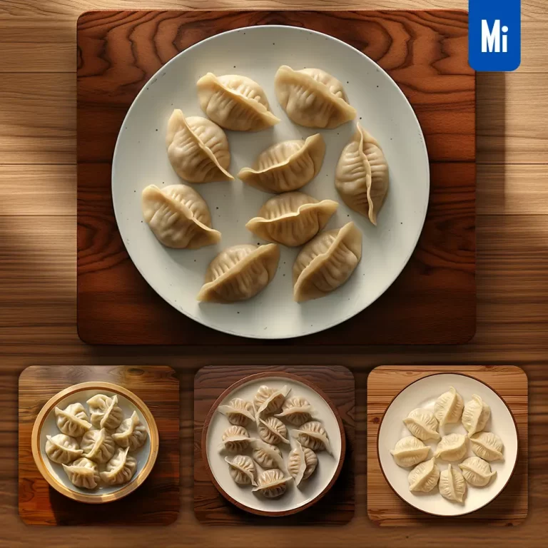 midjourney prompt dumpling white plate tabletop wood textured photography illustration