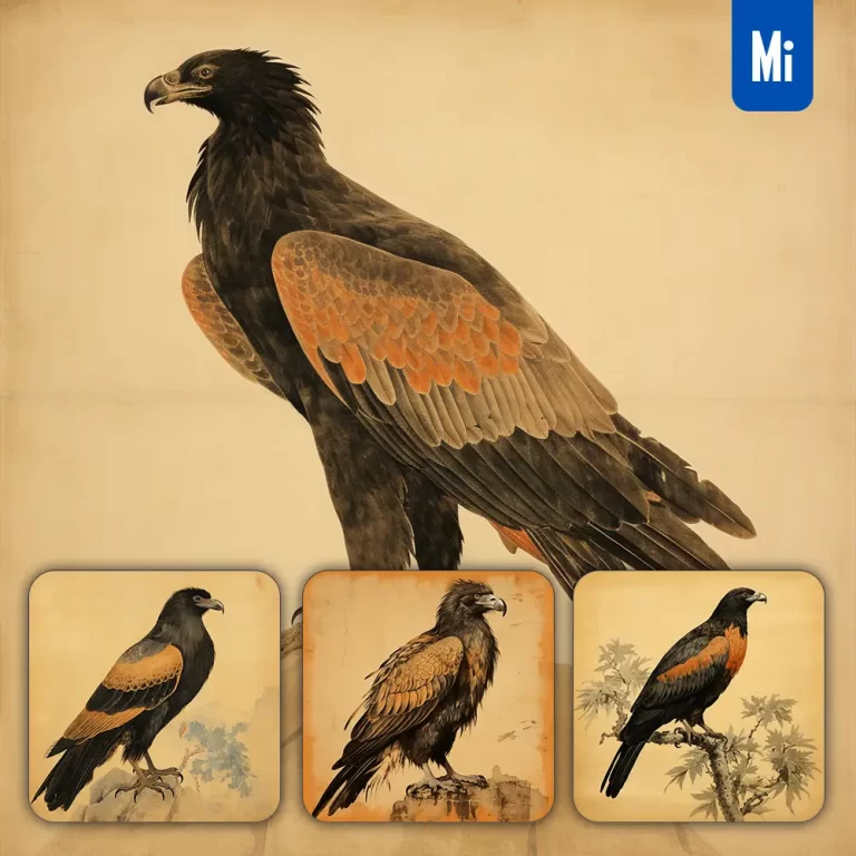 midjourney prompt eagle black traditional Chinese ink painting illustration