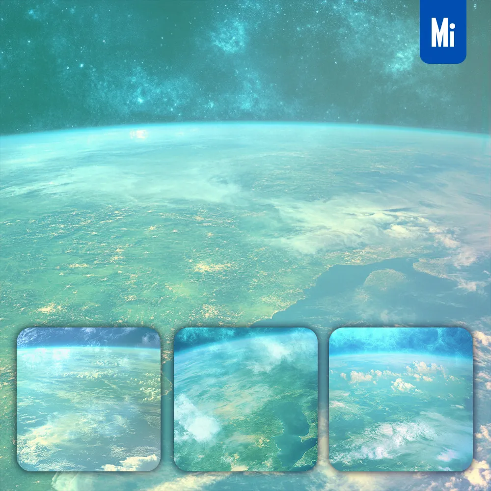 midjourney prompt earth space blue cyan sky ocean horizon cloud photography