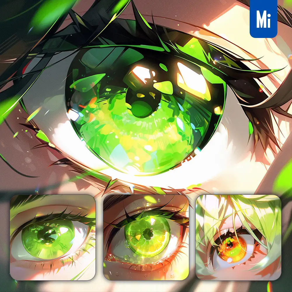 Midjourney Prompt Eye Eyes Close Up Green Pupil Animation Illustration