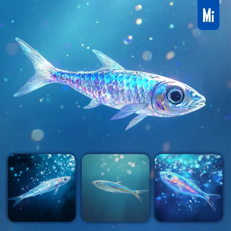 midjourney prompt fish sardine water underwater sea 3D blue