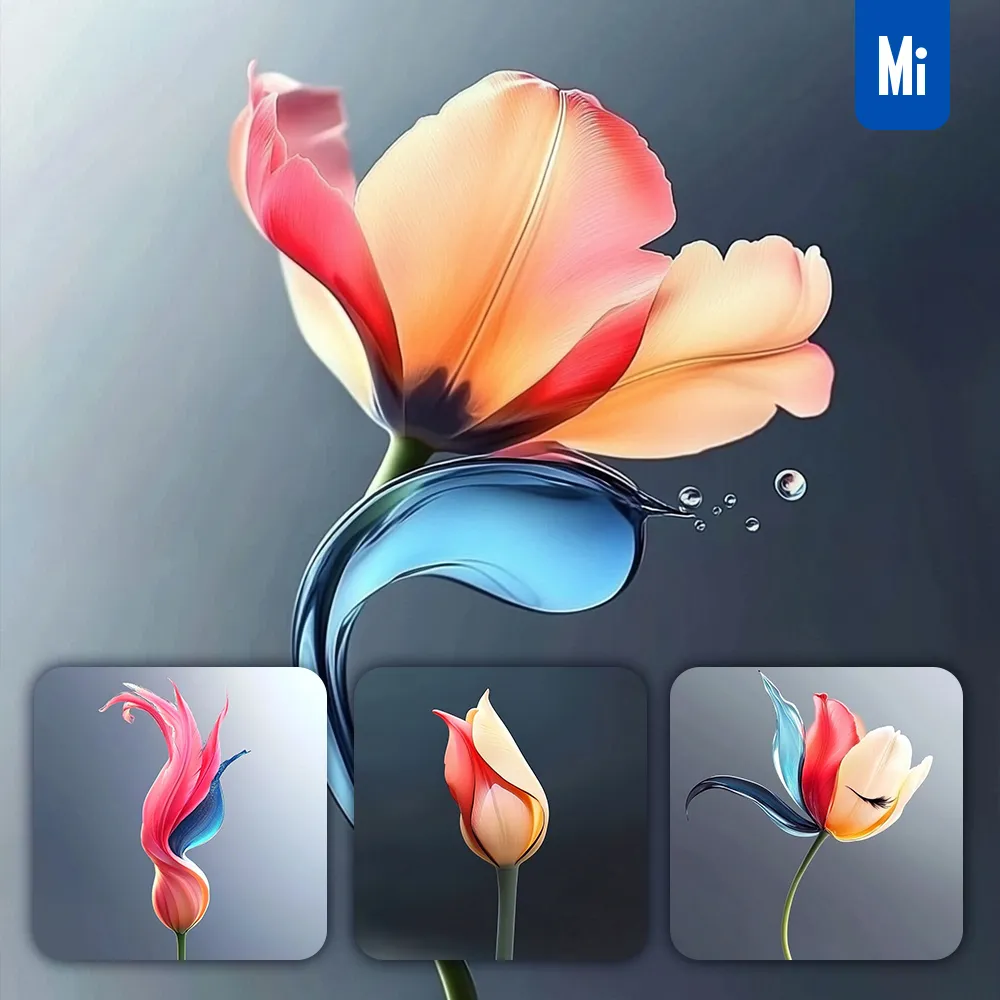 midjourney prompt flower tulip liquid glass petal 3D painting