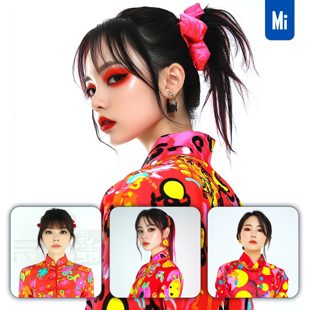 midjourney prompt girl woman Chinese female portrait colorful photography