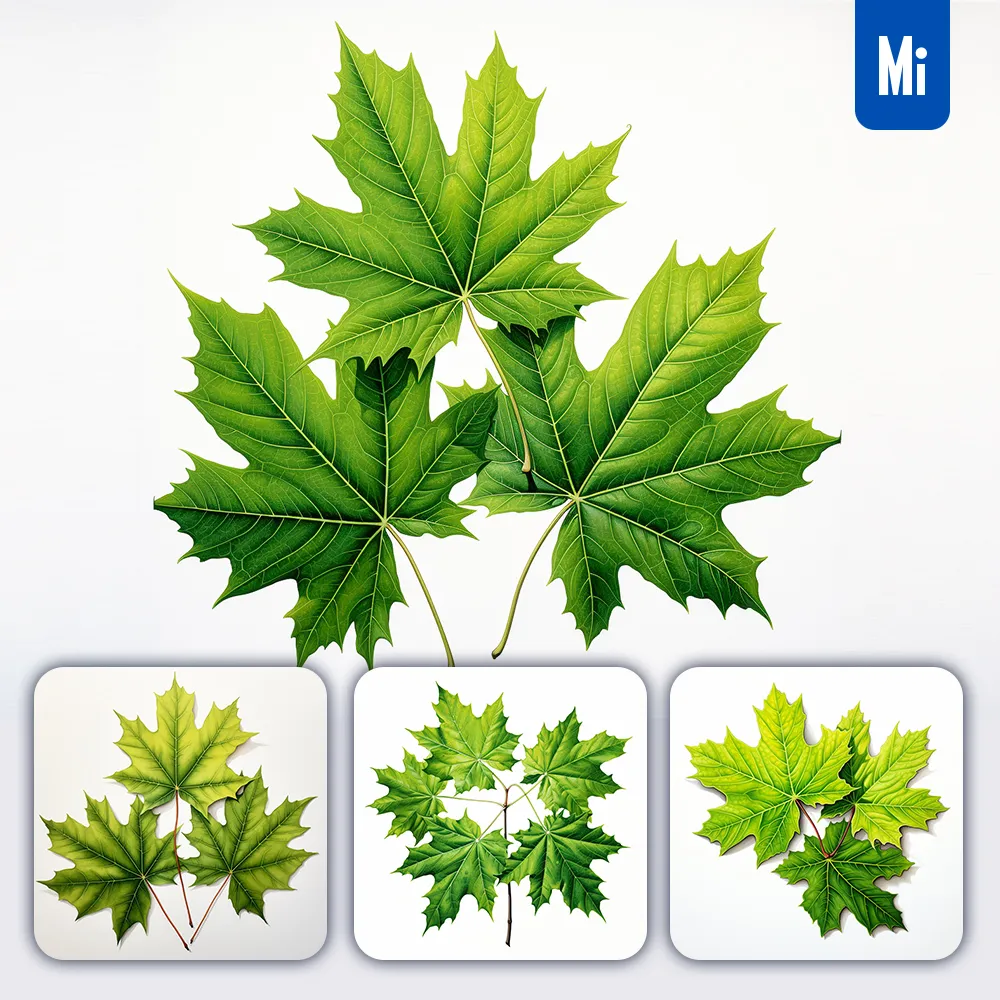 Midjourney Prompt Green Maple Leaves Leaf Illustration Painting