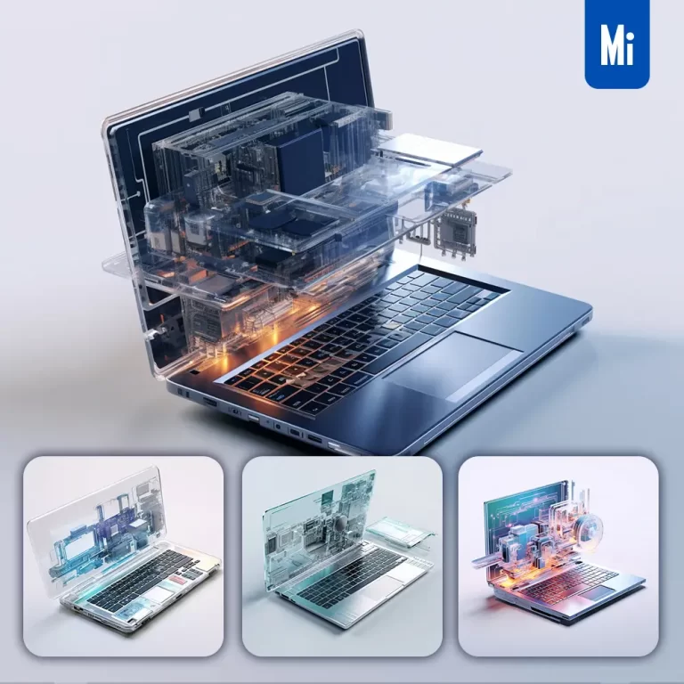 midjourney prompt laptop 3D model illustration