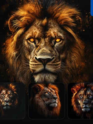 Midjourney Prompt Lion Head Face Airbrush Painting Photography