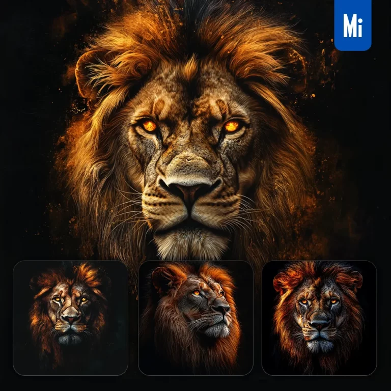 midjourney prompt lion head face airbrush painting photography