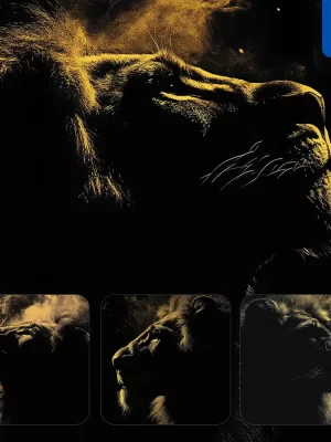 Midjourney Prompt Lion Head Face Smoke Dust Dark Black Photography