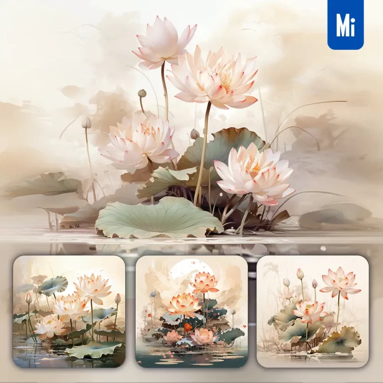midjourney prompt lotus plate water painting watercolor illustration