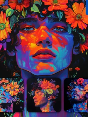 Midjourney Prompt Man Face Painting Illustration