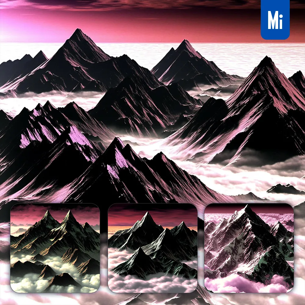 Midjourney Prompt Peak Cloud Dark Mountain Snow Landscape