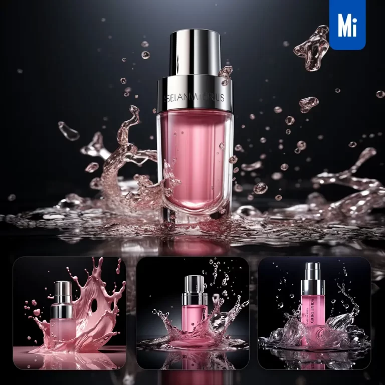 midjourney prompt pink skin care bottle spray water photography