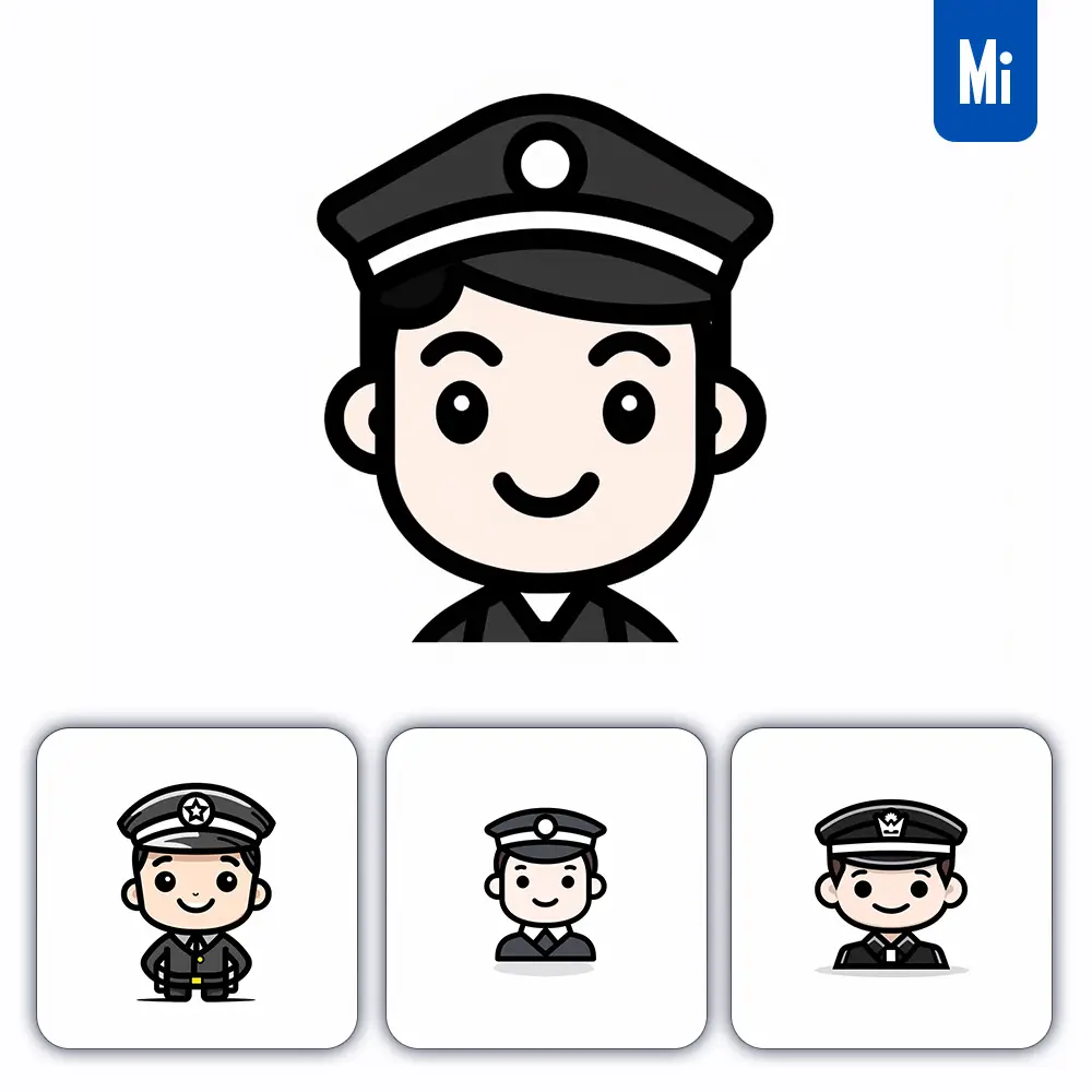 midjourney prompt policeman police line cartoon graphic icon illustration avatar logo portrait
