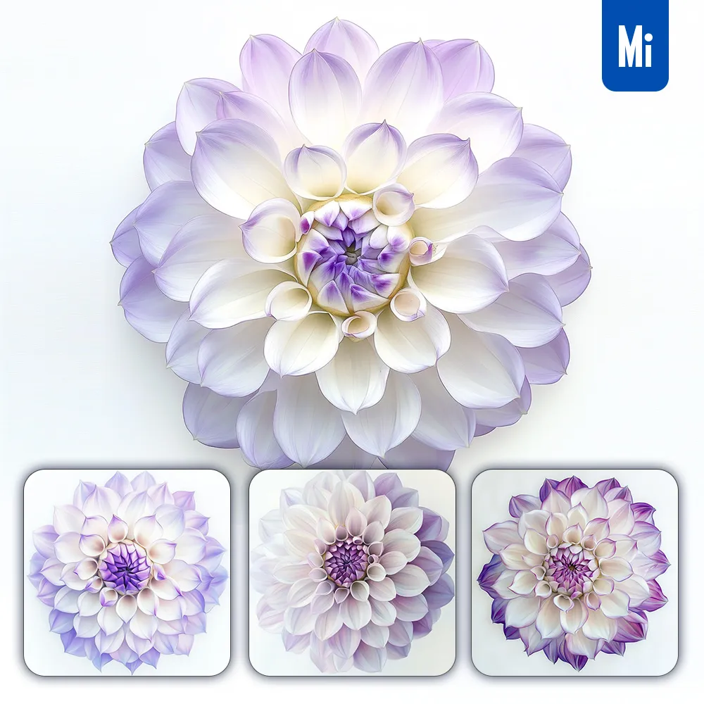 midjourney prompt purple dahlia flower petal illustration drawing