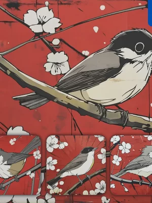 Midjourney Prompt Red Bird Branch Cartoon Animation Comics