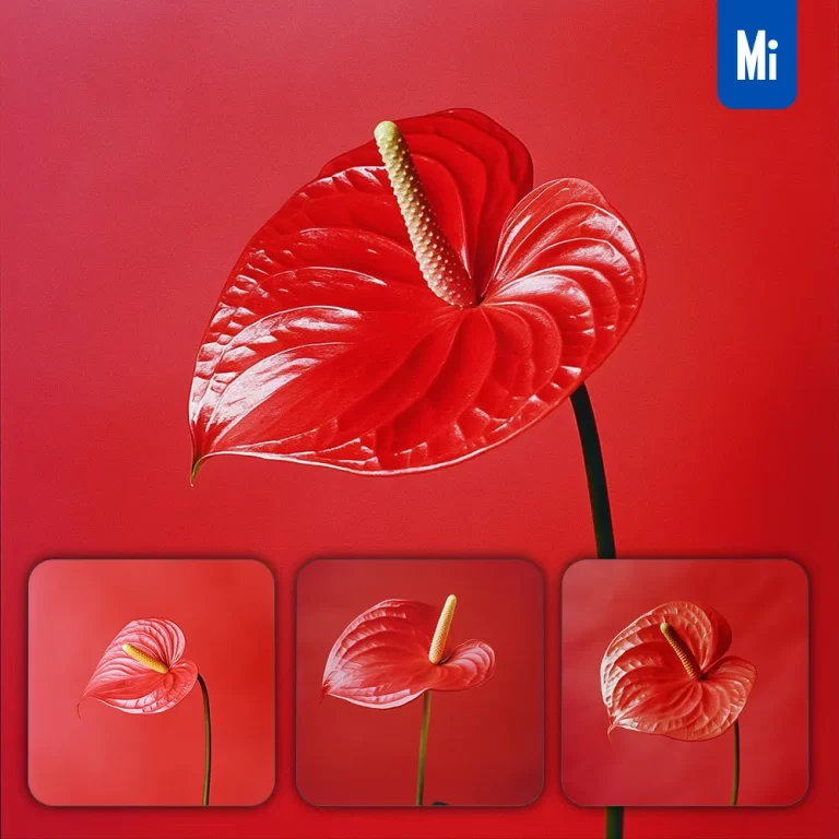 midjourney prompt red close up anthurium flower photography