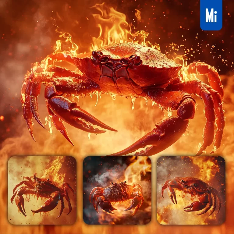 midjourney prompt red crab chili hot fire delicious photography