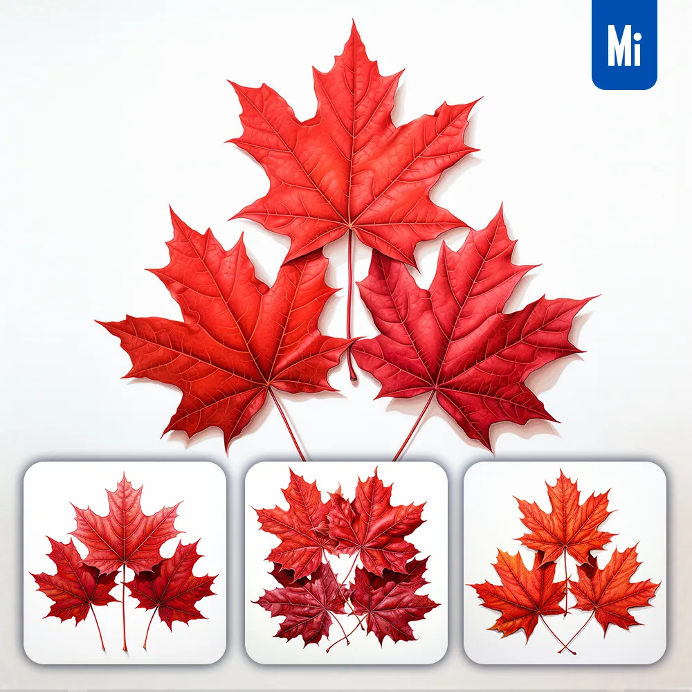 Midjourney Prompt Red Maple Leaves Leaf Illustration Painting