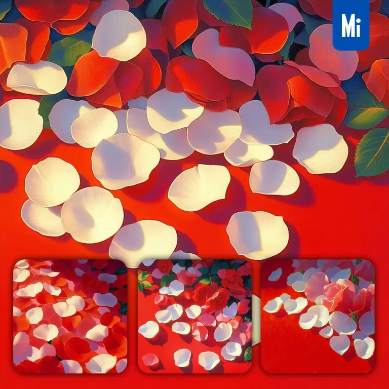midjourney prompt red rose petal flower digital art animation