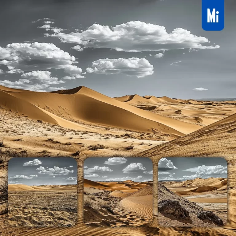 midjourney prompt sand dune desert dark golden sky landscape illustration photography