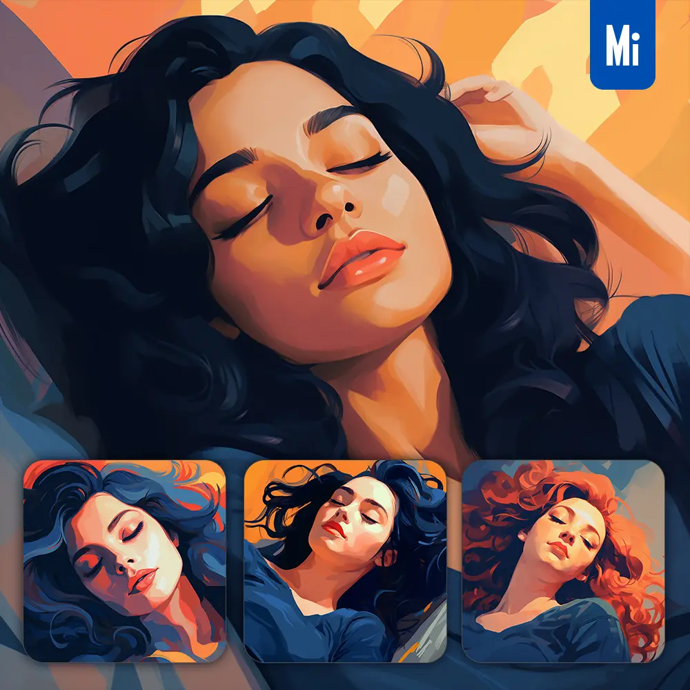 Midjourney Prompt Sleeping Woman Girl Sleep Navy Painting