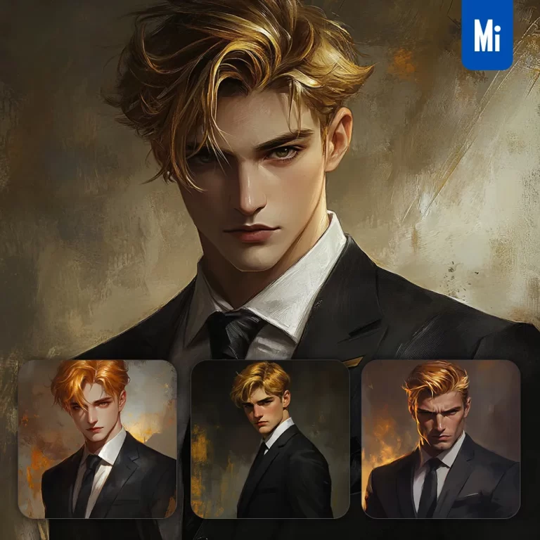 midjourney prompt suit handsome yuppie male man portrait painting
