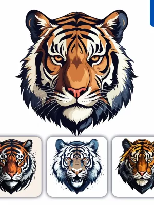 Midjourney Prompt Tiger Head Face Japanese Graphic Vector Illustration
