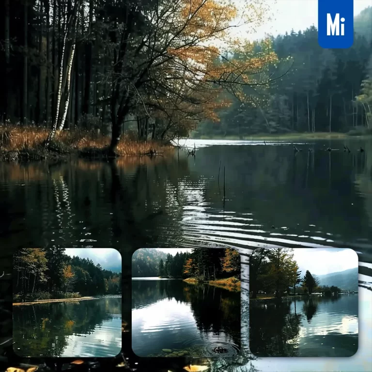 midjourney prompt tree lake lakeside forest woods sky water landscape photography