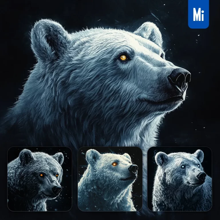 midjourney prompt white bear head face airbrush painting photography