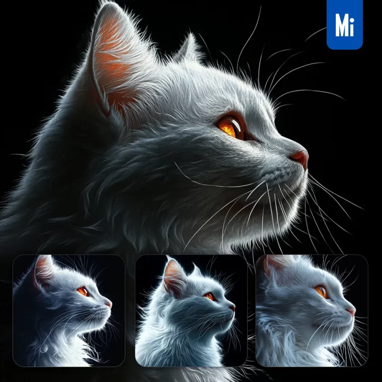 midjourney prompt white cat head face airbrush painting photography