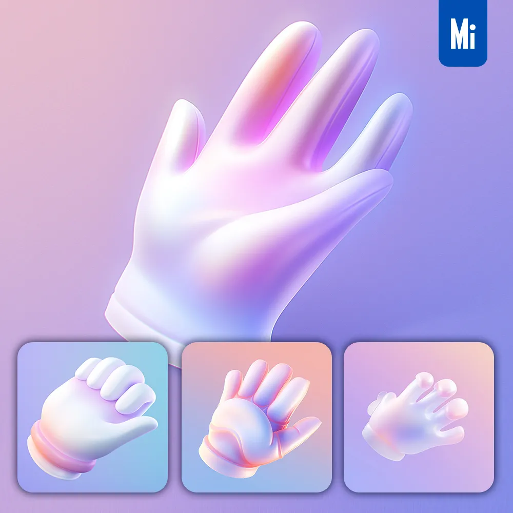 midjourney prompt white glove 3D game icon cartoon