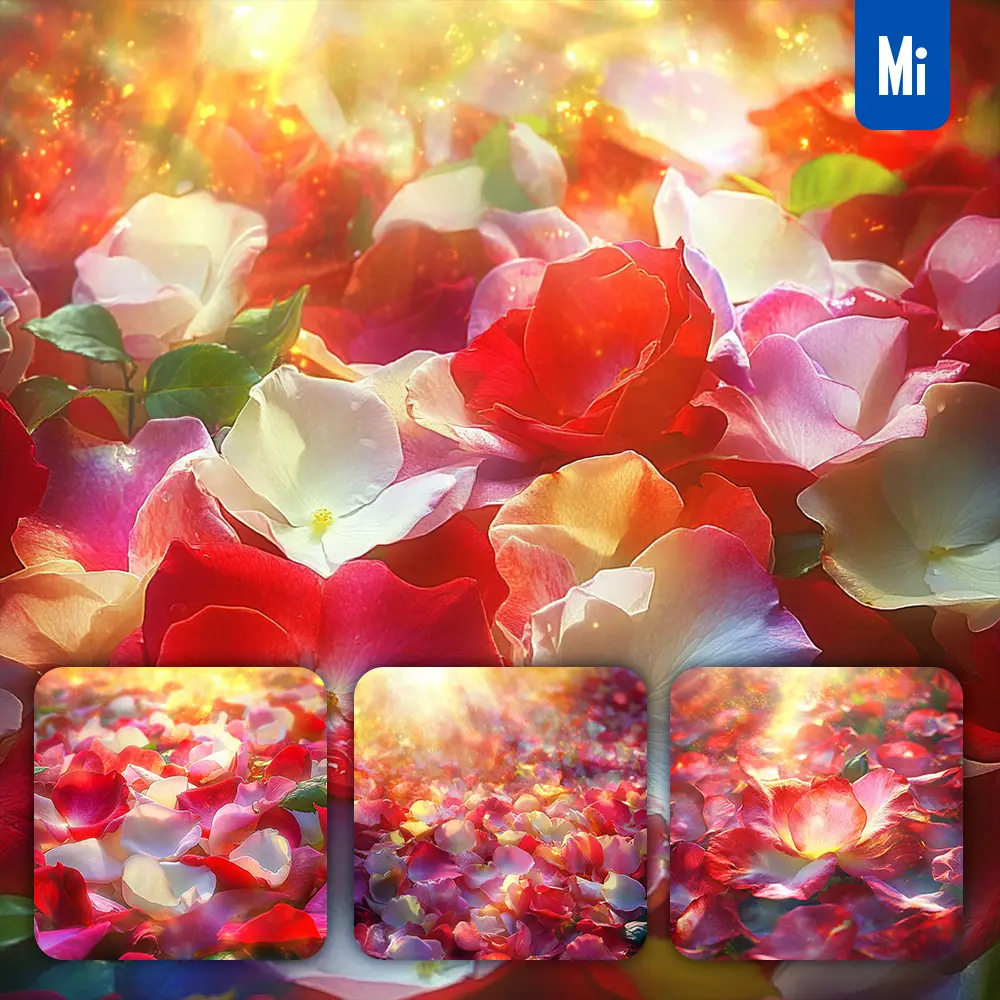 Midjourney Prompt White Red Roses Petal Flower Light Digital Art Animation