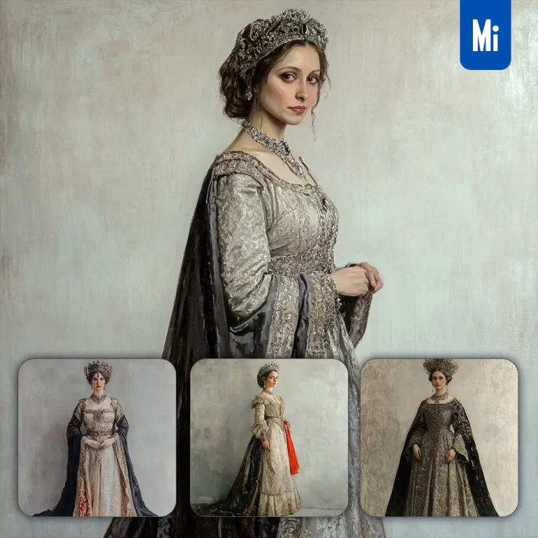 midjourney prompt woman classical lady countess renaissance medieval primitive portrait oil painting