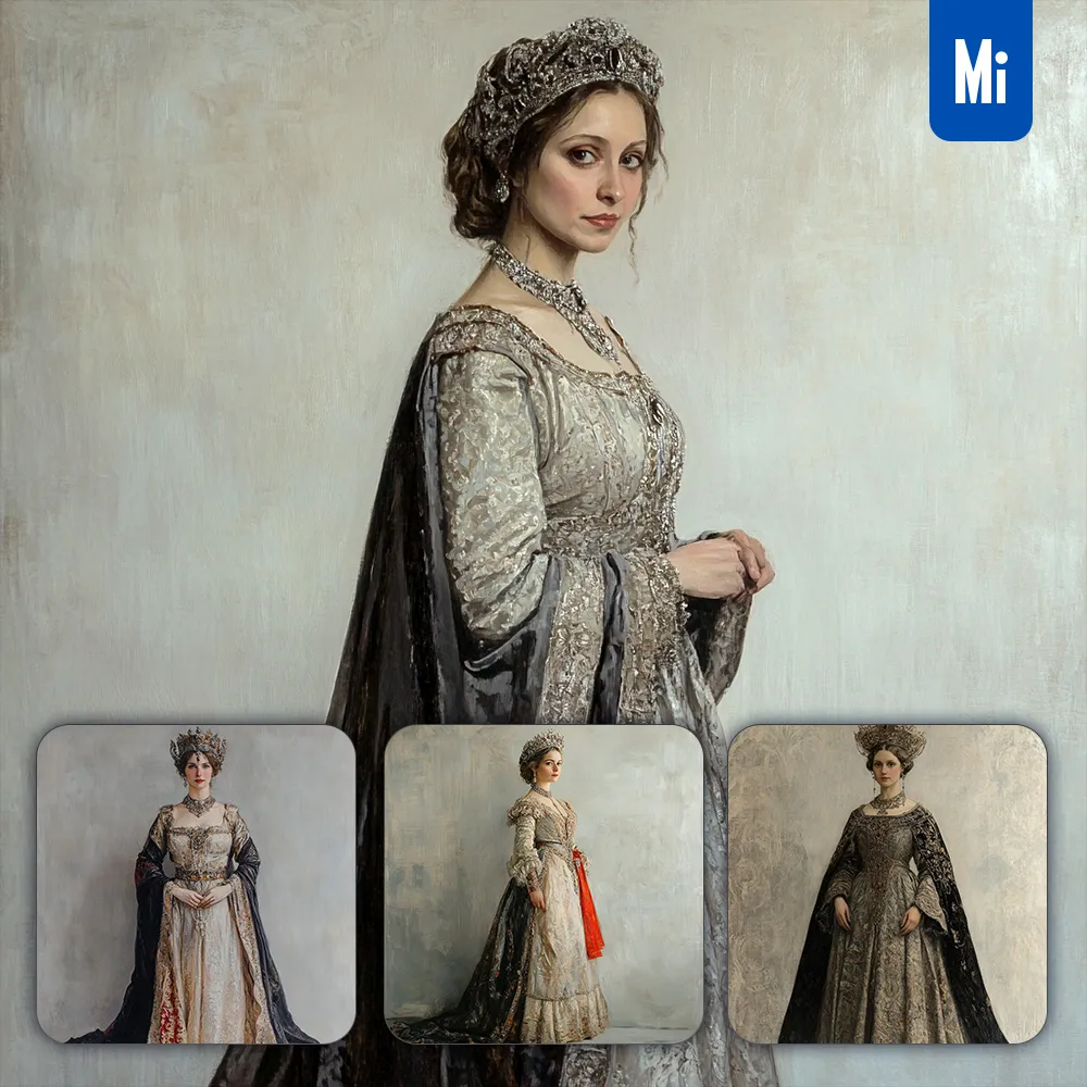 midjourney prompt woman classical lady countess renaissance medieval primitive portrait oil painting