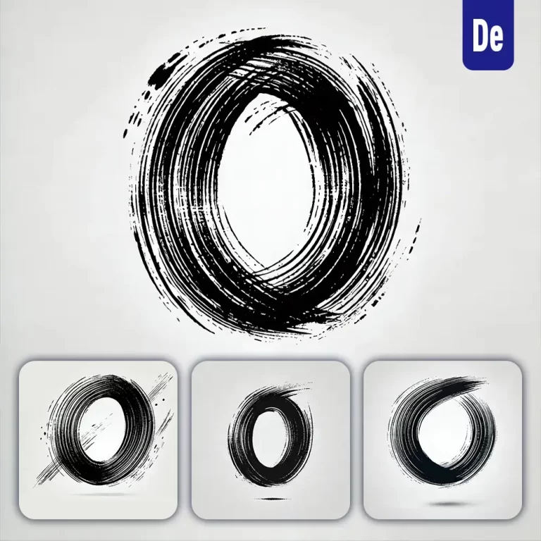 dalle prompt O letter Chinese brush stroke black ink hand drawing vector